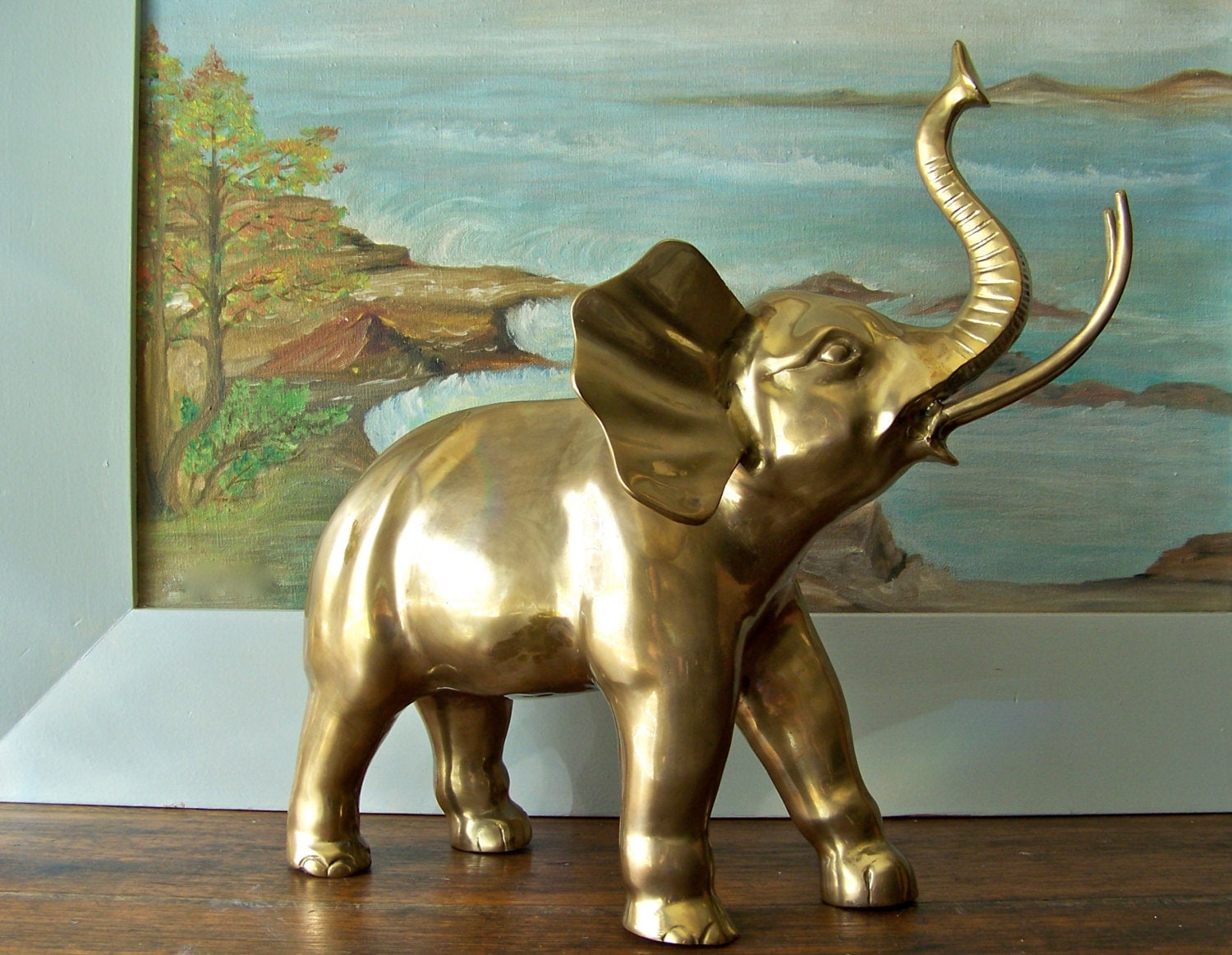 Vintage Brass Elephant Statue HUGE by cynthiasattic on Etsy