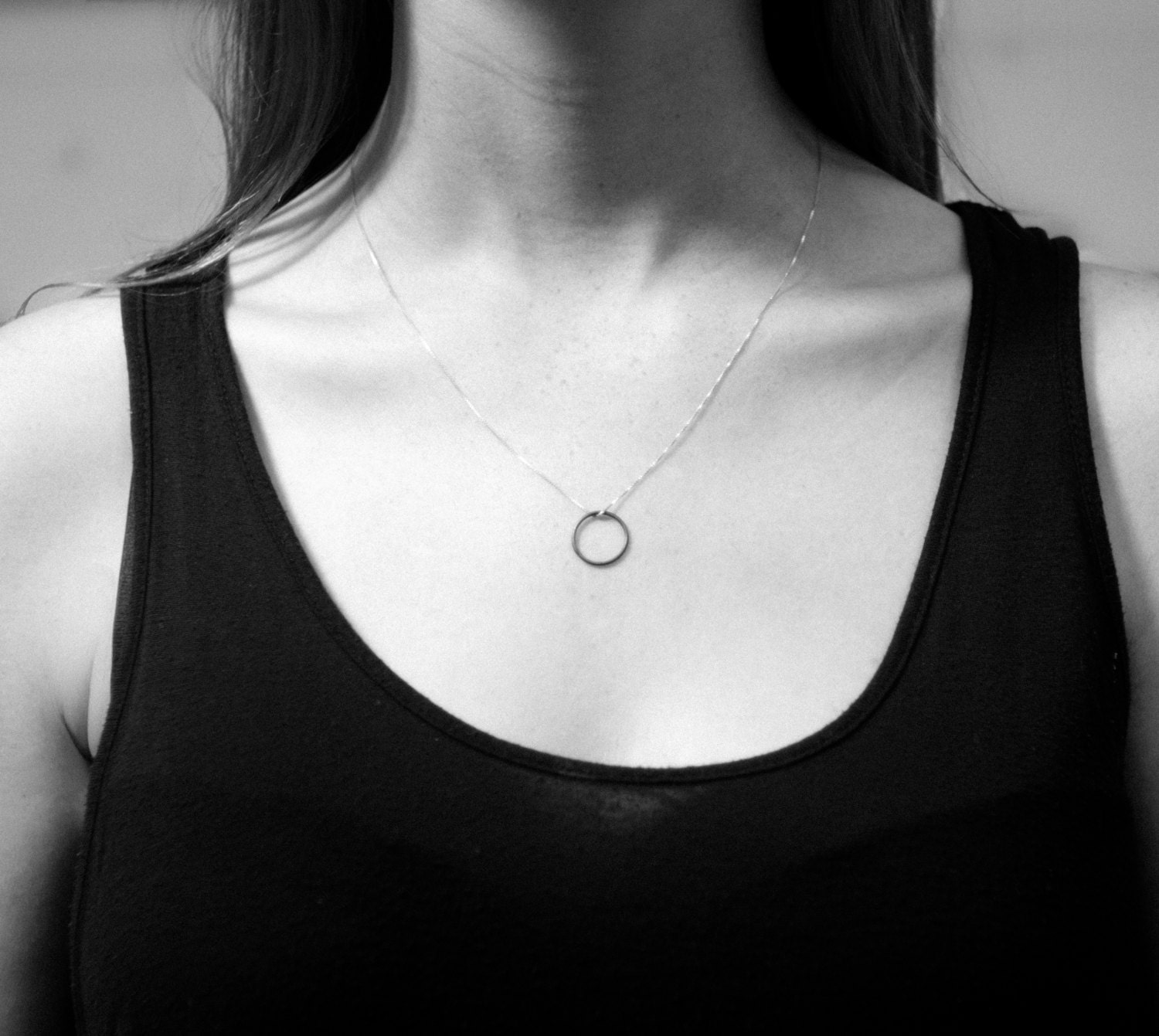 Black circle necklace by StillWithYou on Etsy