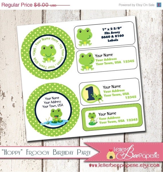 ON SALE Hoppy Froggy Coordinating Address Labels - Choose Round or Rectangle - DIY Printable Stickers - Frog Theme Il_570xn