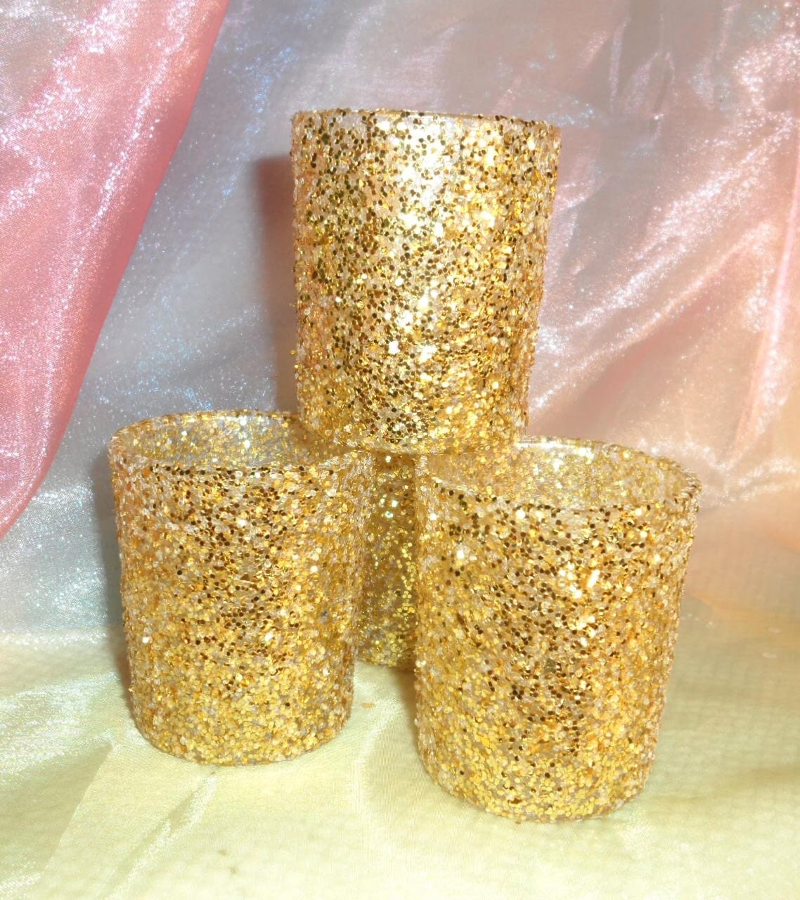 Sampler Per Gold Glitter Custom Votive Candle Holders For