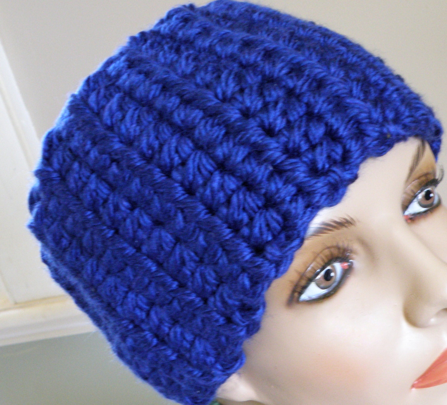 Boho  Headband,  Deluxe thick and chunky Crochet Earwarmer for Cold Weather, Alternative hat, Headband in Blue - CottageCoveCrochet