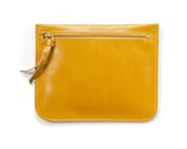 YELLOW Leather purse, women leather purse - LeahLerner