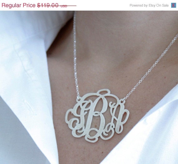 SALE Extra Large 2 Monogram Necklace by PersonalizeMeJewelry