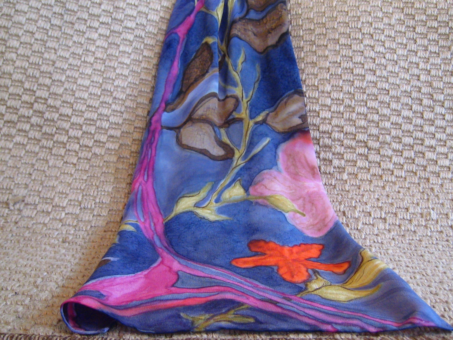 Urban chic floral silk art hand painted scarf