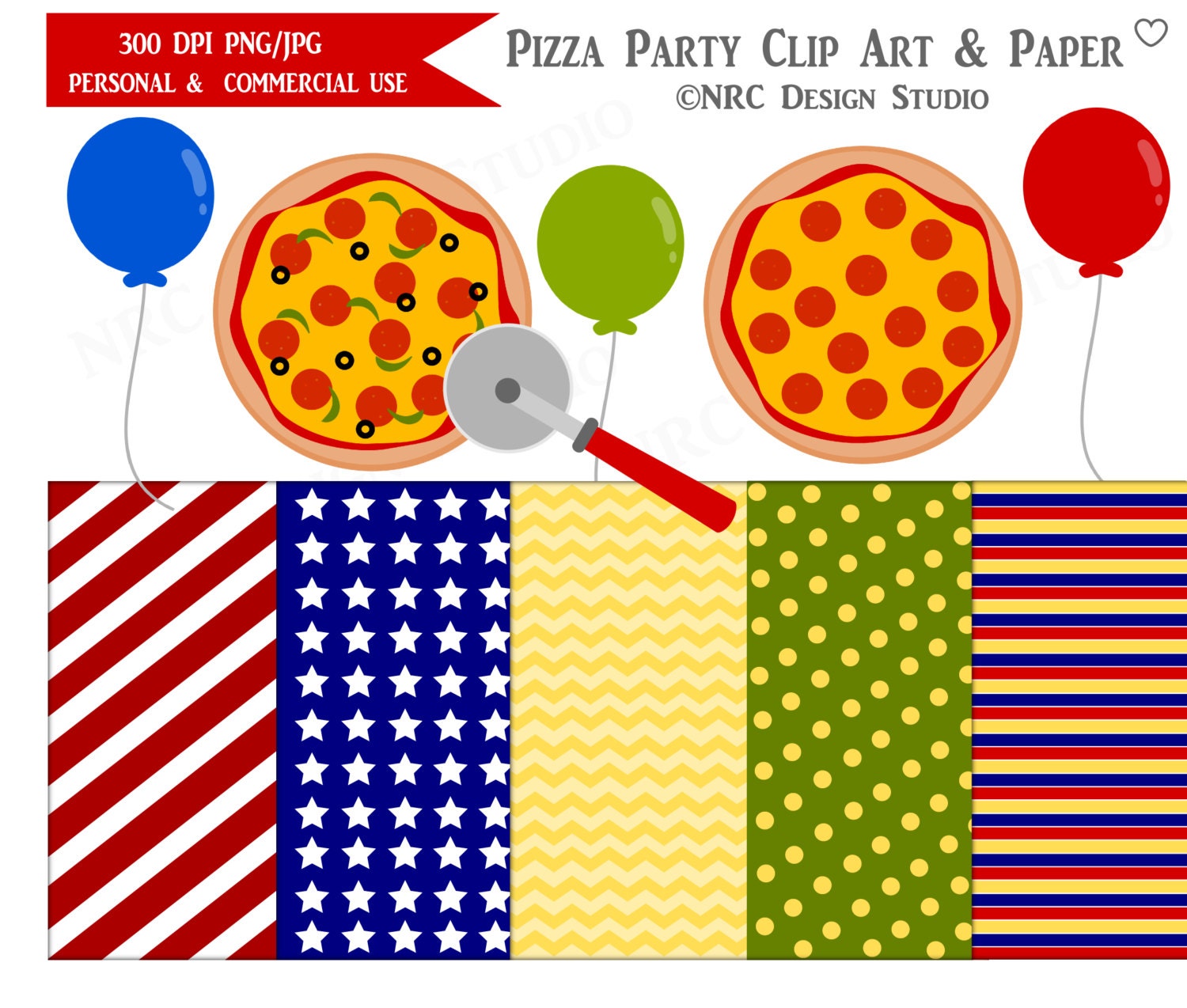 WINTER SALE - Food Clip Art - Pizza Party Clip Art and Digital Papers - Digital Pizza Clipart and Printable Papers Il_570xn