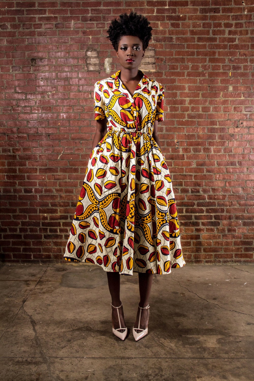 NEW The Portia Dress- African Print  100% Holland Wax Cotton Midi Dress