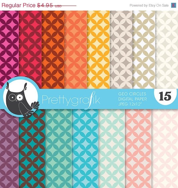 60% OFF geometric circles digital paper, commercial use, scrapbook papers, background - PS633 Il_570xn