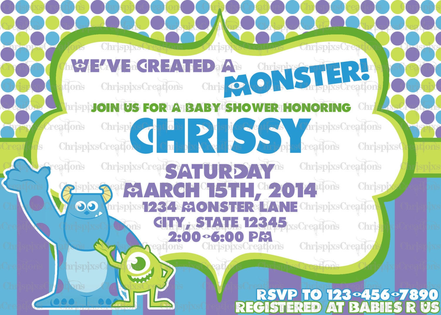 Monsters Inc Baby Shower Invitation- Print At Home