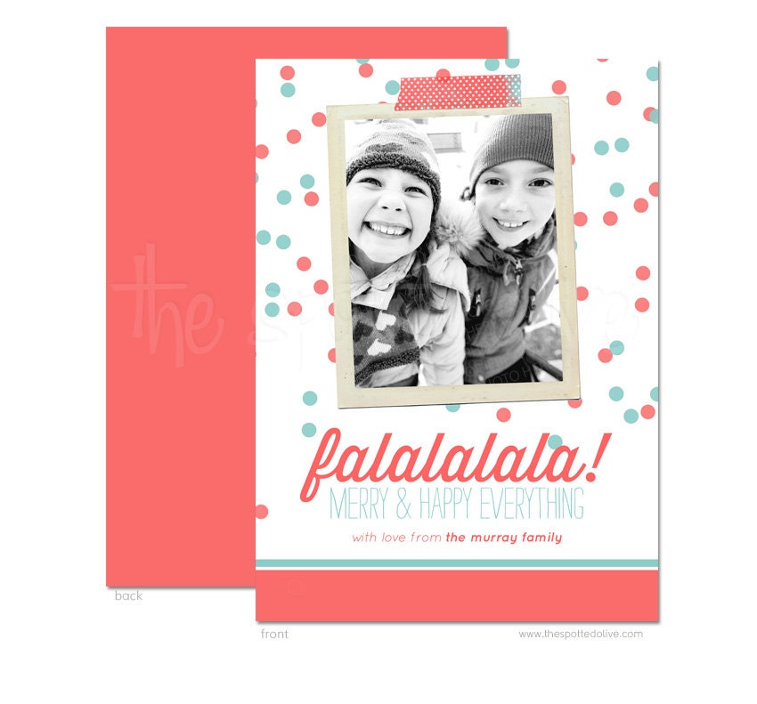 Falalalala! Confetti Look Christmas Photo Christmas Card - DIY Printable or Printed Invitation Options Il_570xn