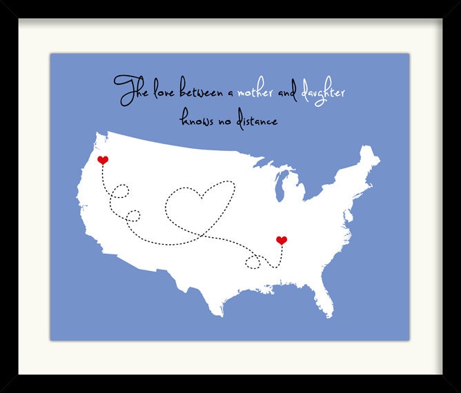 Personalized Long Distance Maps Custom Art Print by inktuitive