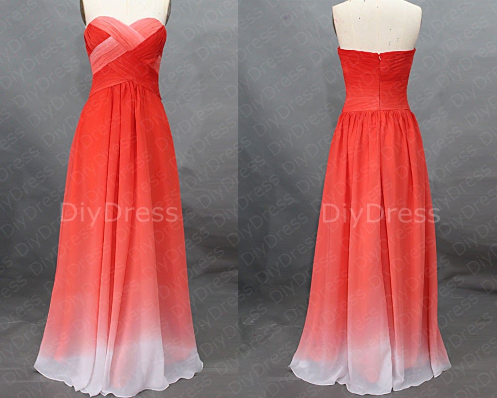 red ombre gown