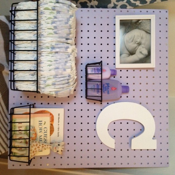 Peg Board Nursery Changing Table Organizer by Peggleboards on Etsy
