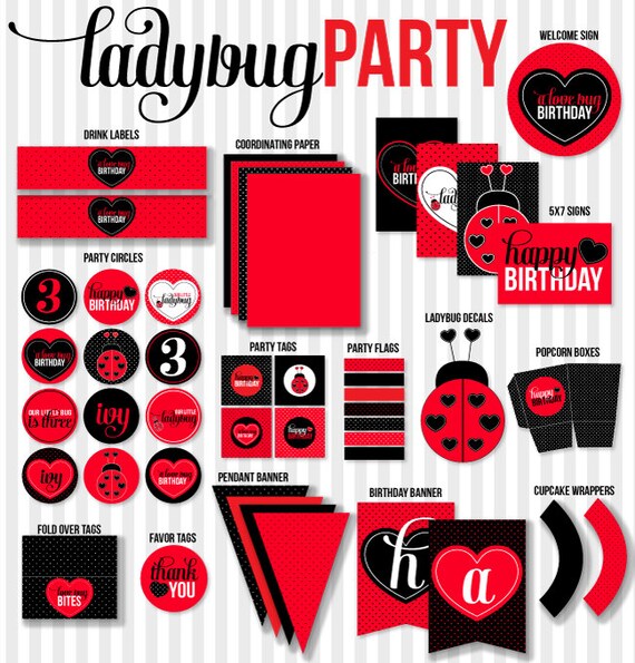 Ladybug Party PRINTABLE Birthday by Love The Day Il_570xn