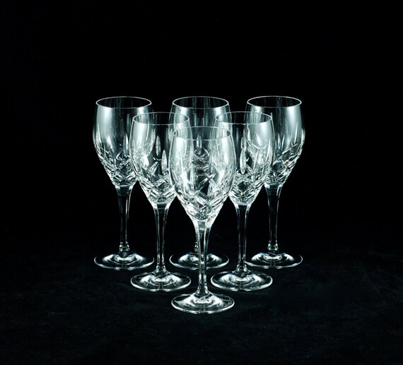 Vintage Noritake Crystal 'Benevolence' Signed Wine Glasses Set of 6