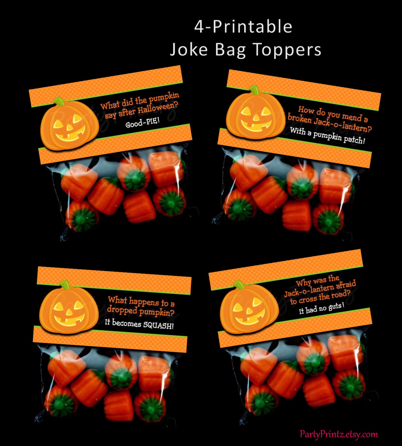 INSTANT DOWNLOAD - Printable Halloween Joke Treat Bag Toppers Il_570xn