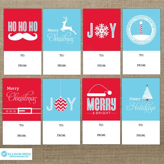 Christmas Gift Tags - Christmas Tags - Red & Blue Christmas Gift Tags - Christmas Printable - Holiday Gift Tag - from santa INSTANT DOWNLOAD Il_570xn