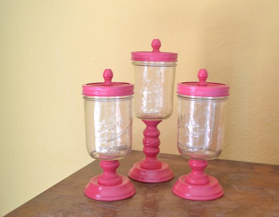 Hot Pink Candy Jars / Apothecary Jars by GiftsbyGaby on Etsy