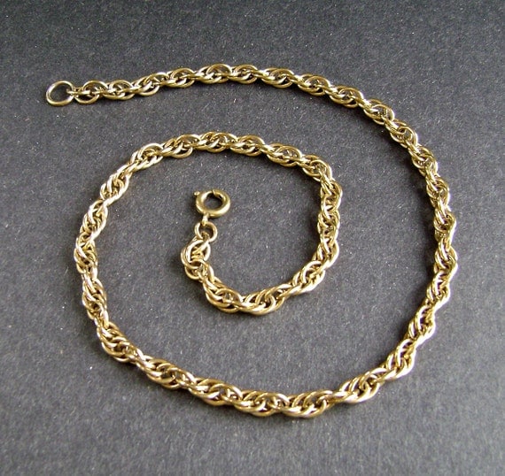 Vintage Gold Tone Necklace German Chain Mail by OldAuntsAttic