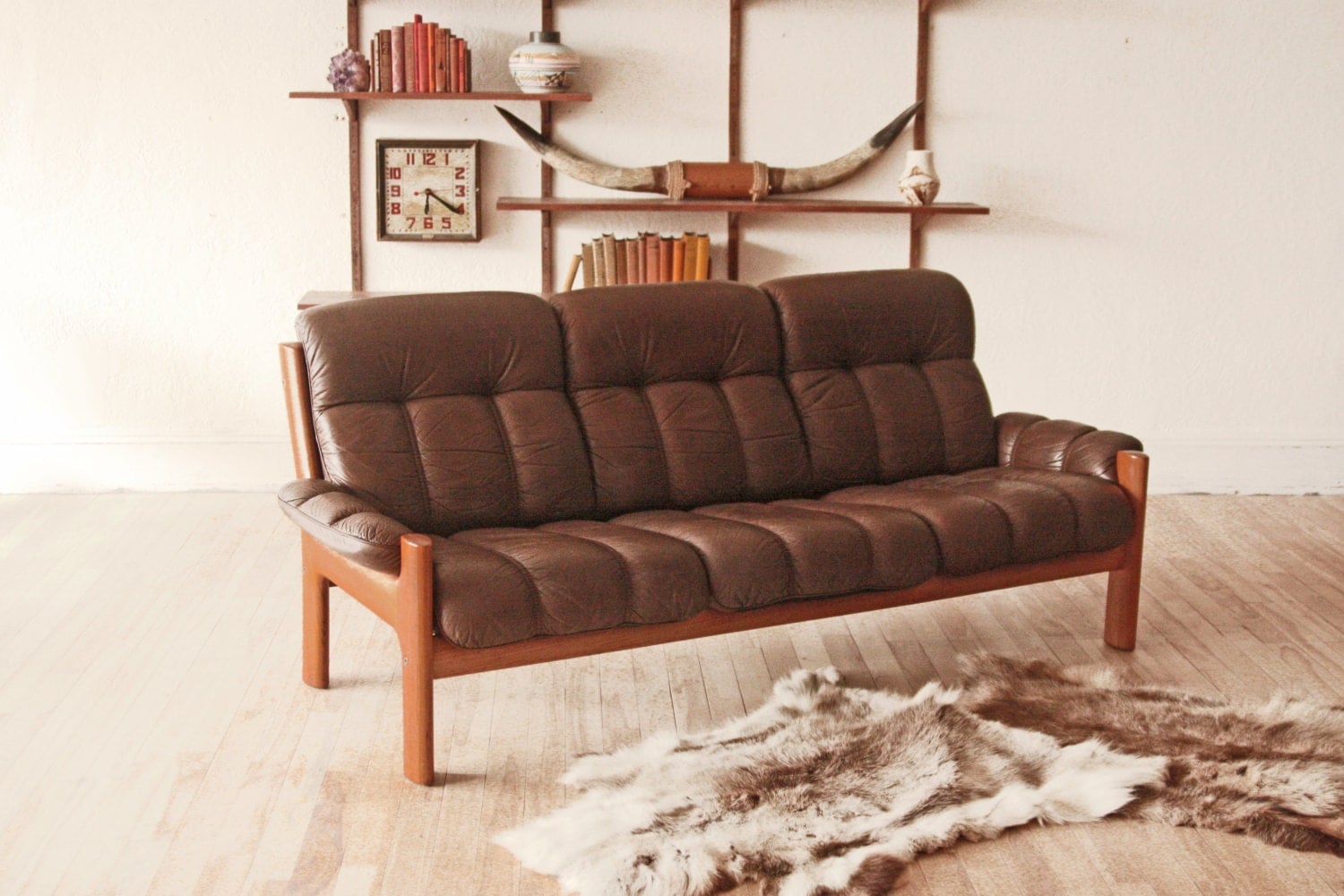 Ekornes Norwegian Leather Sofa Solid Teak Frame Etsy finds