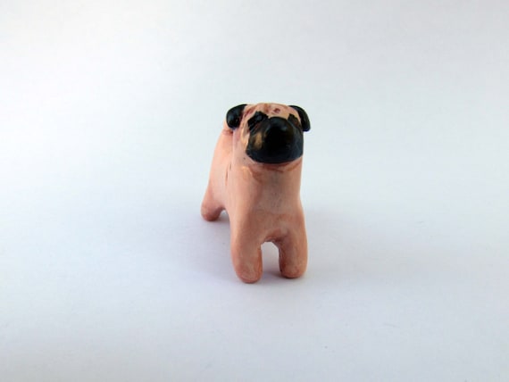 Items similar to Miniature Pug Polymer Clay, Sculpey Pug, Pug Figurine
