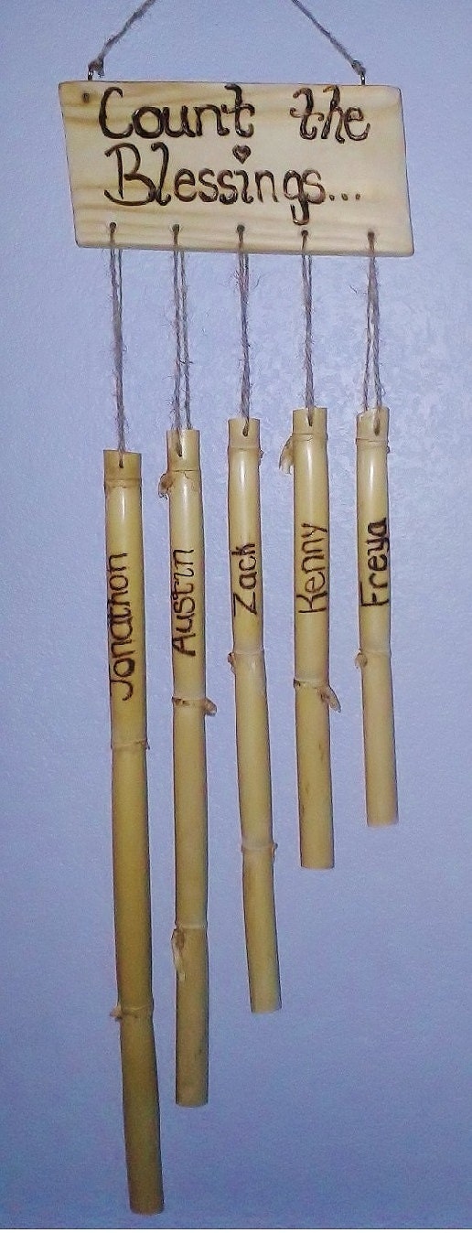 Family Name personalized bamboo wind chime. by KymeesKitnKaboodle