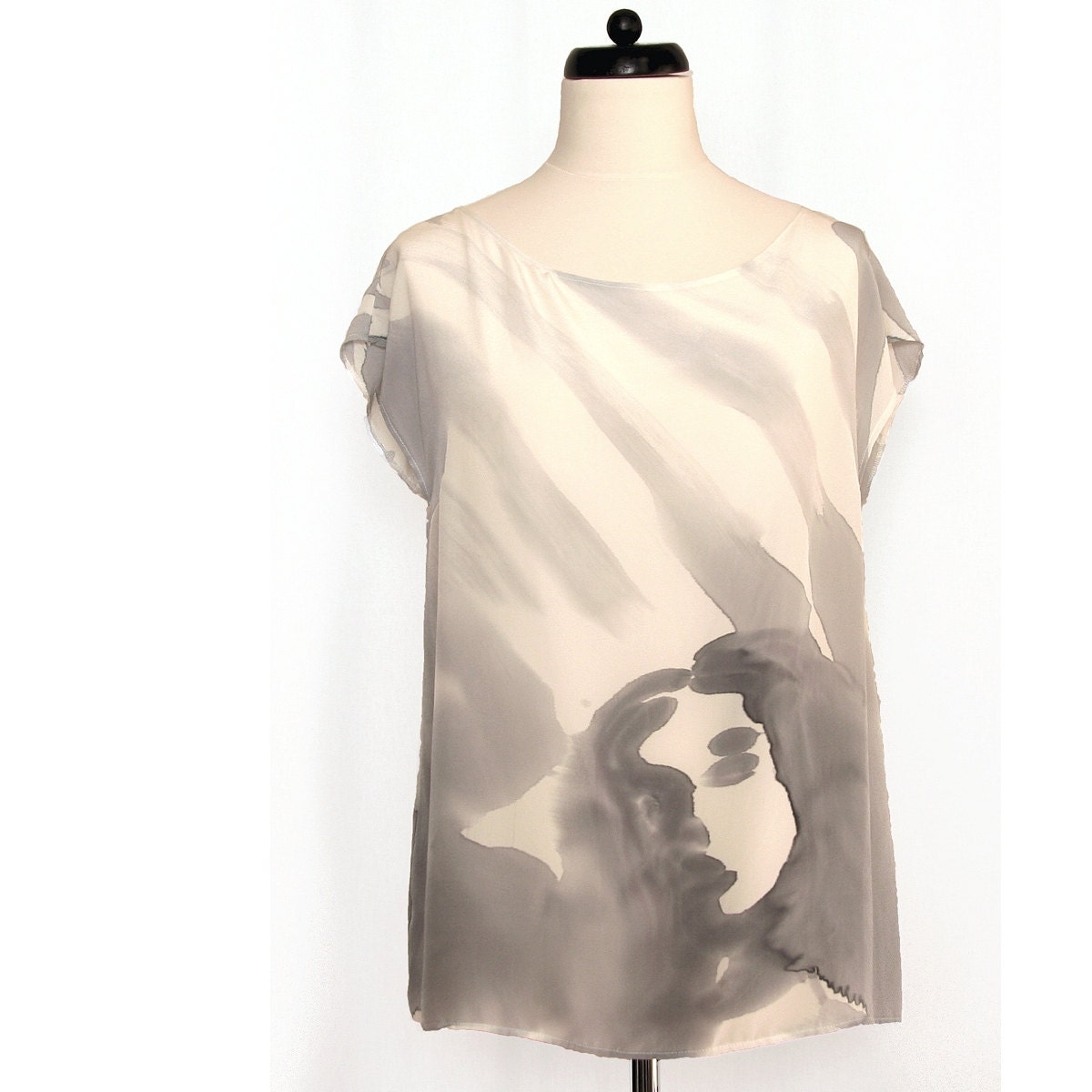Hand painted silk blouse with a face. - DorSilk