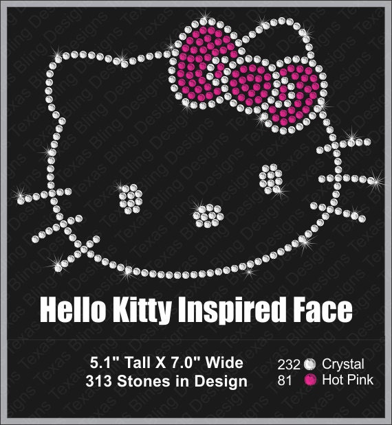Hello Kitty Inspired Face Rhinestone Template By TexasBlingDesigns