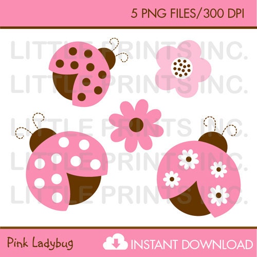 Pink Ladybug Clip Art INSTANT DOWNLOAD Il_570xn