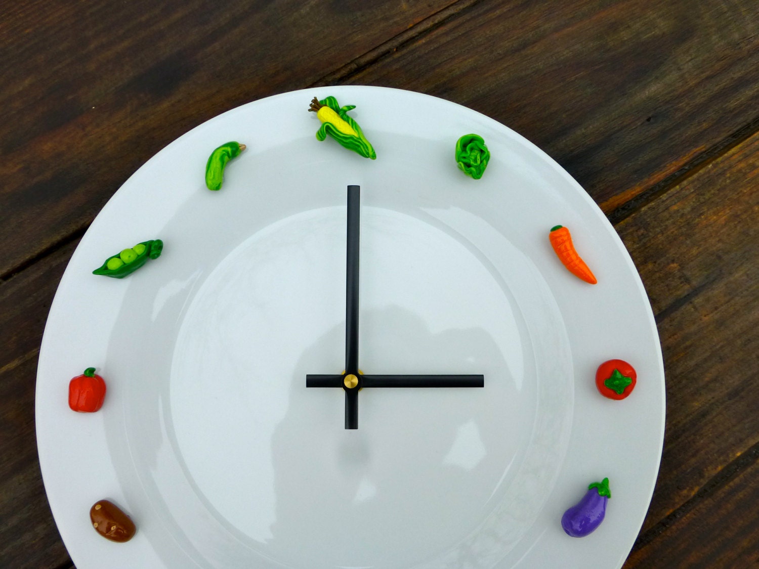 kitchen wall clock with picture of food