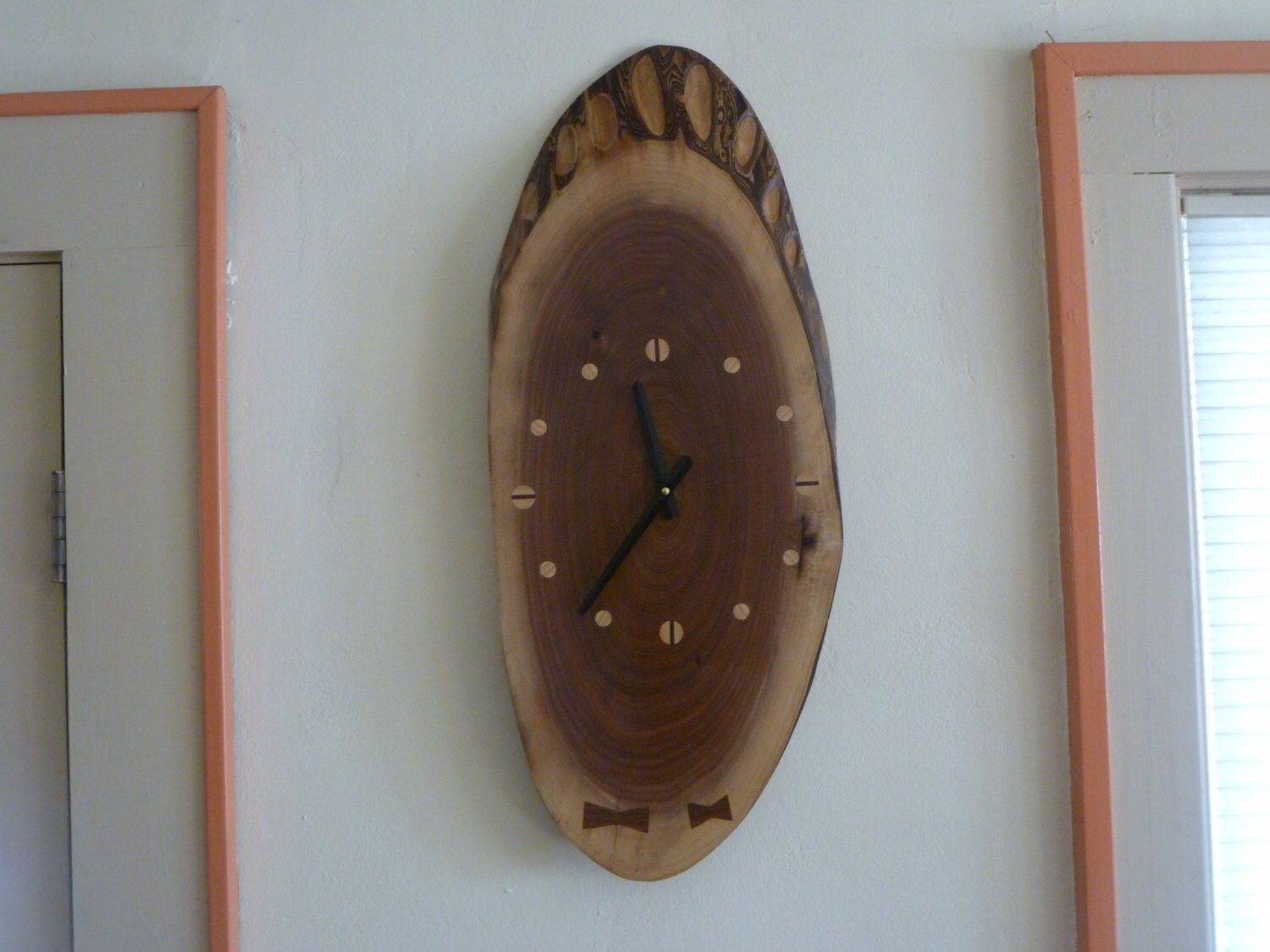 Rustic Wooden Slab Wall Clock By Mertswoodshop On Etsy