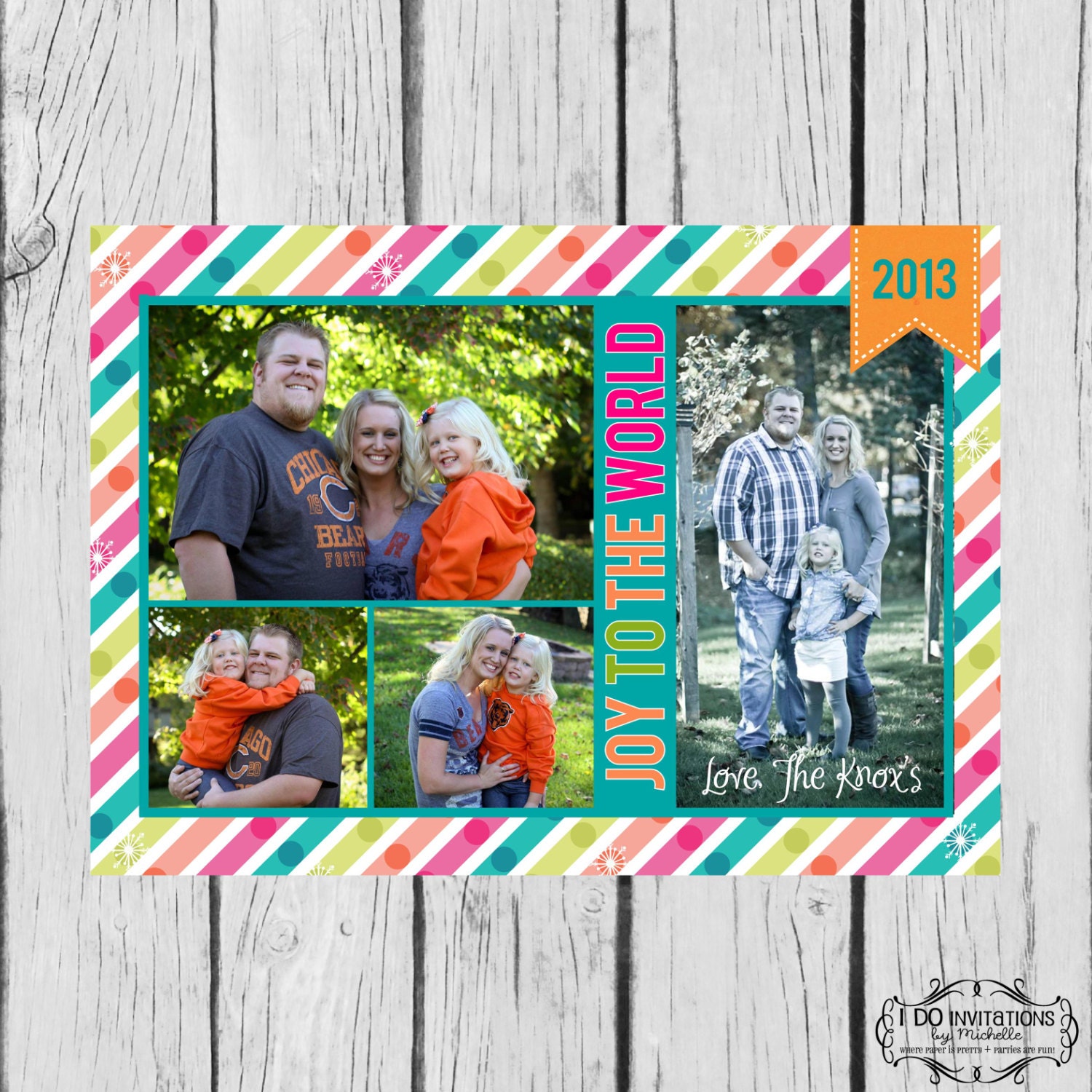 Joy to the World Holiday Photo Card - Bright Collage - Digital File Il_570xn
