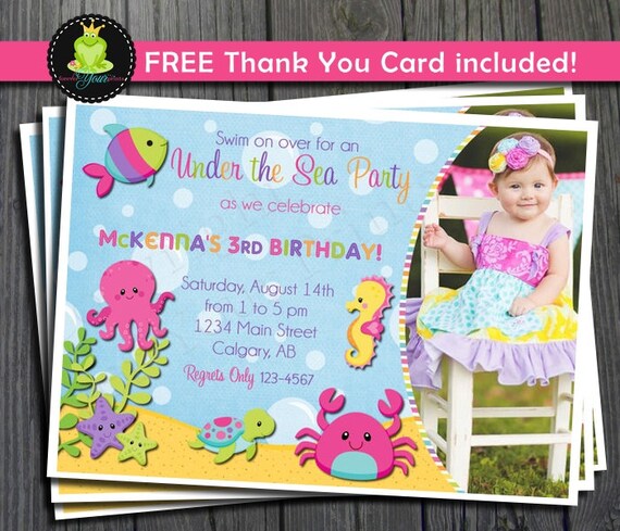 Under The Sea Invitation - Includes FREE Thank You Card Il_570xn