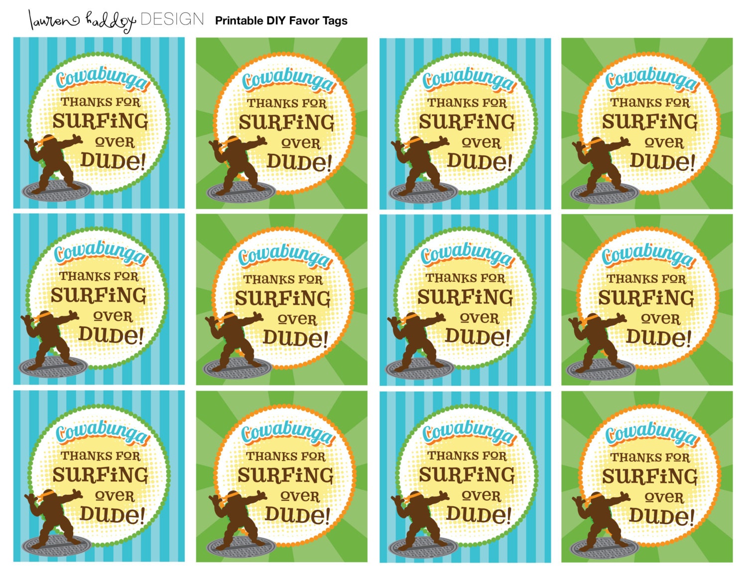 DIY, Teenage Mutant Ninja Turtle inspired Favor Tags Il_570xn