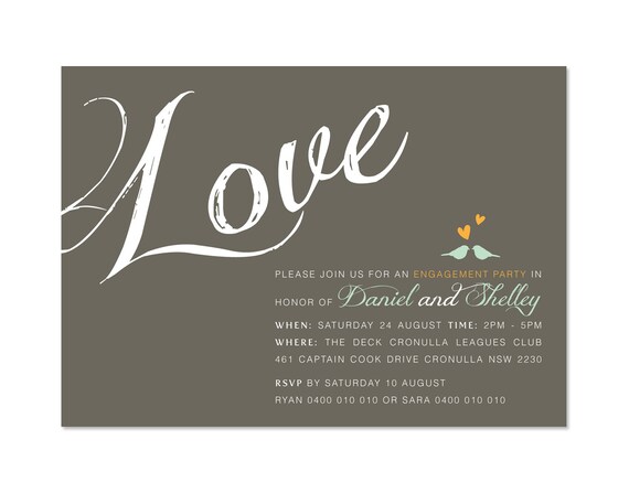 Printable Engagement Invitation - Love Il_570xn