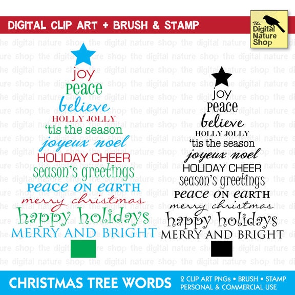 christmas tree words digital clip art st by thedigitalstash christmas tree words digital clip art st by thedigitalstash