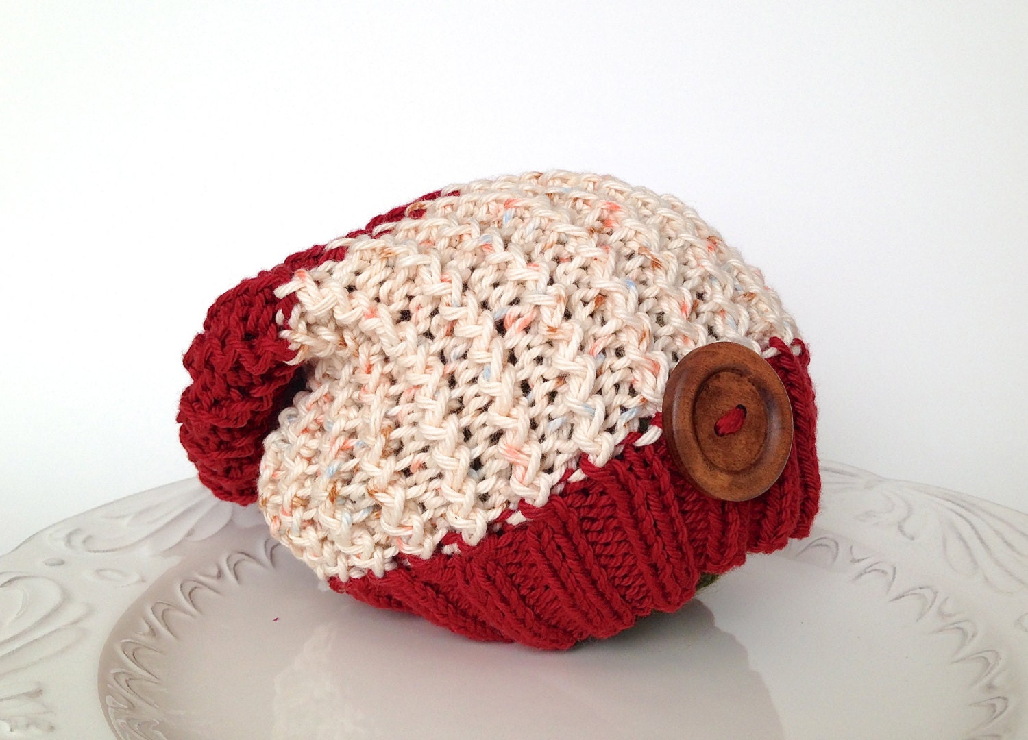 Slouchy knitted fall/winter hat for baby, 100% cotton - TinyLoveGifts