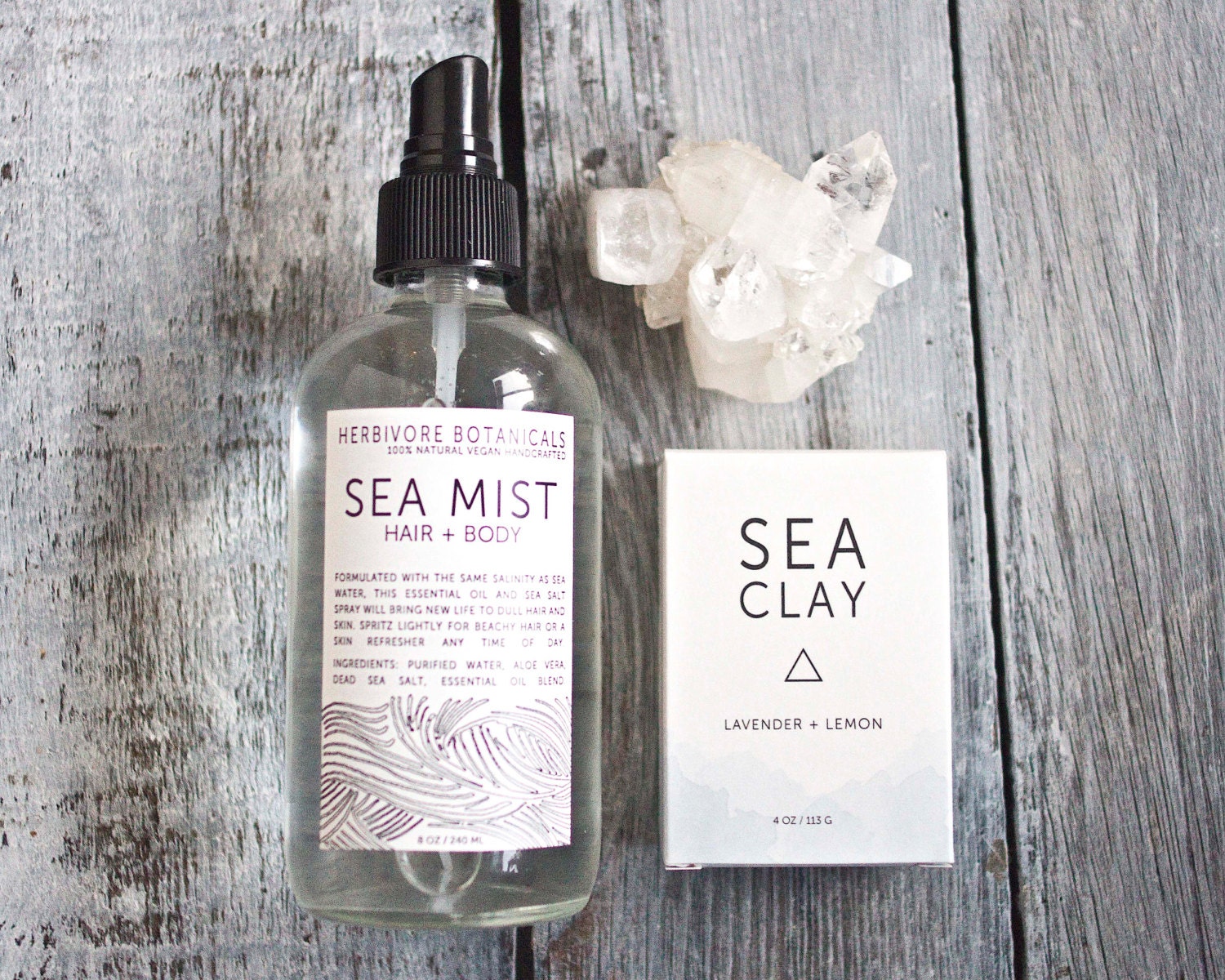 Sea Minerals Gift Set. Sea Mist Beach Wave Hair Spray. Sea Clay Soap. Spa Gift Set. Vegan. 100% Natural. - HerbivoreBotanicals