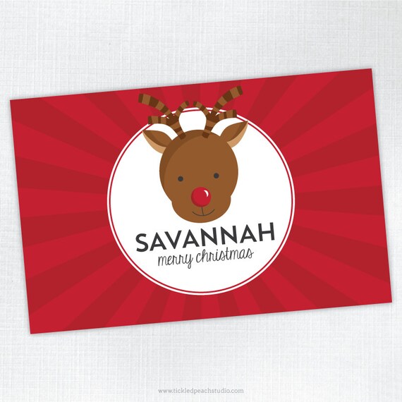 Reindeer / Rudolph Personalized Placemat - laminated, double-sided Il_570xn
