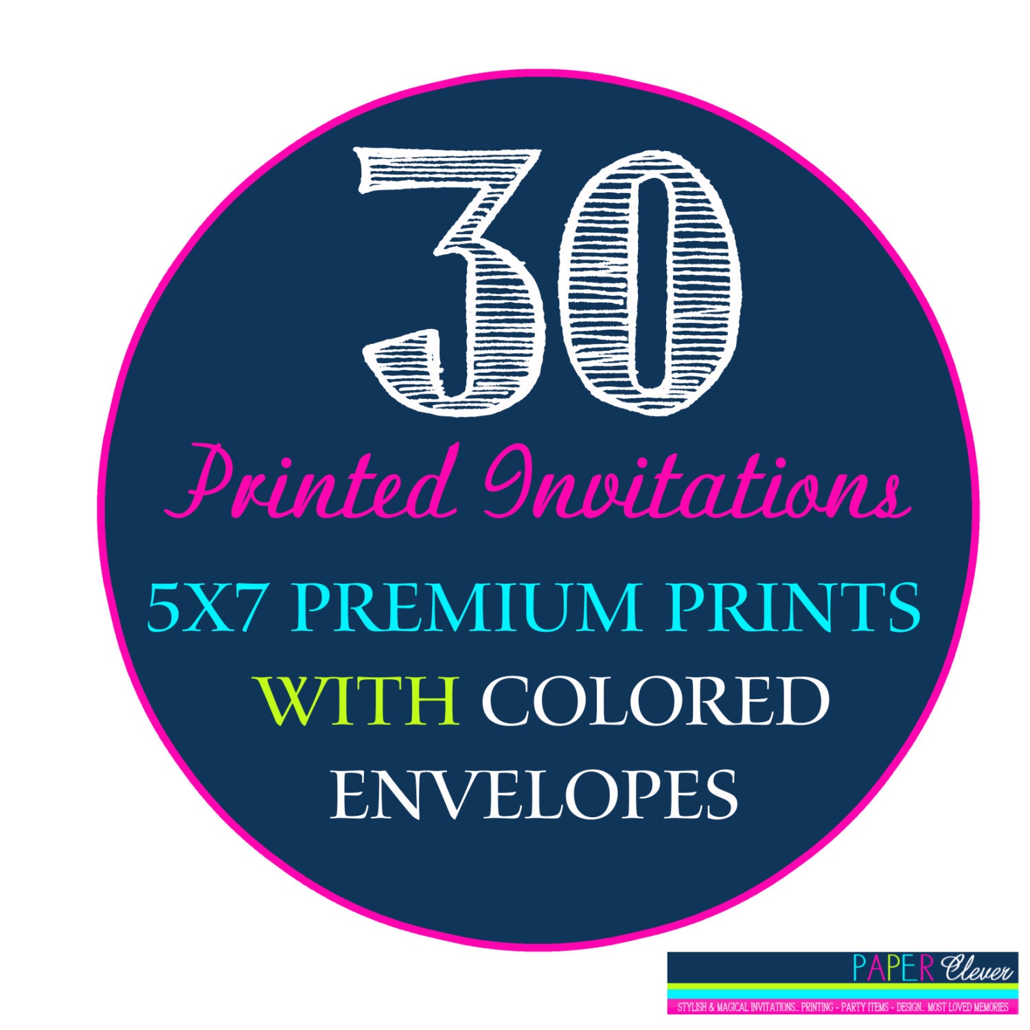30 Invitation printing and FREE colored envelopes #803 Il_570xn