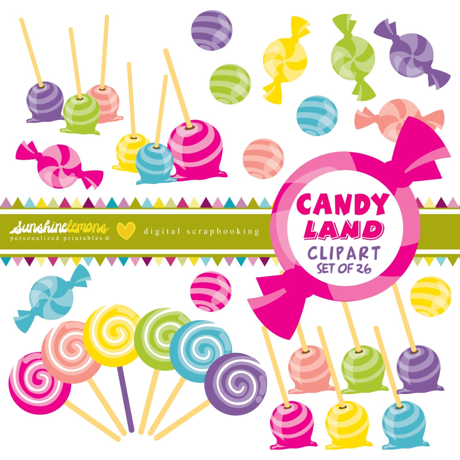 Candy Land Clipart Set of 26 by SunshineLemons on Etsy