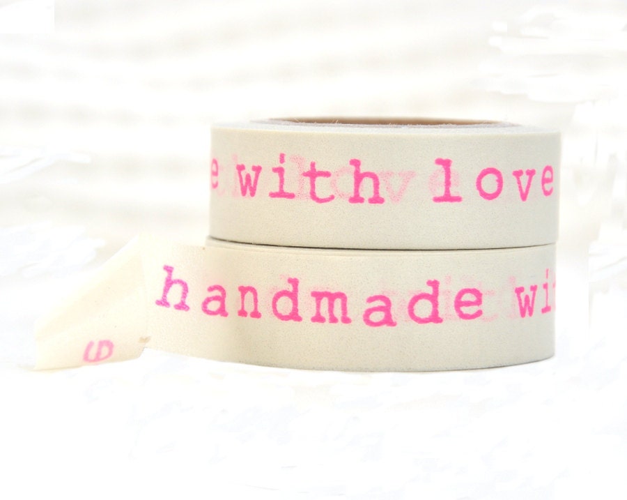 Handmade with Love Washi Tape - Neon Pink Lettering - LaZoie
