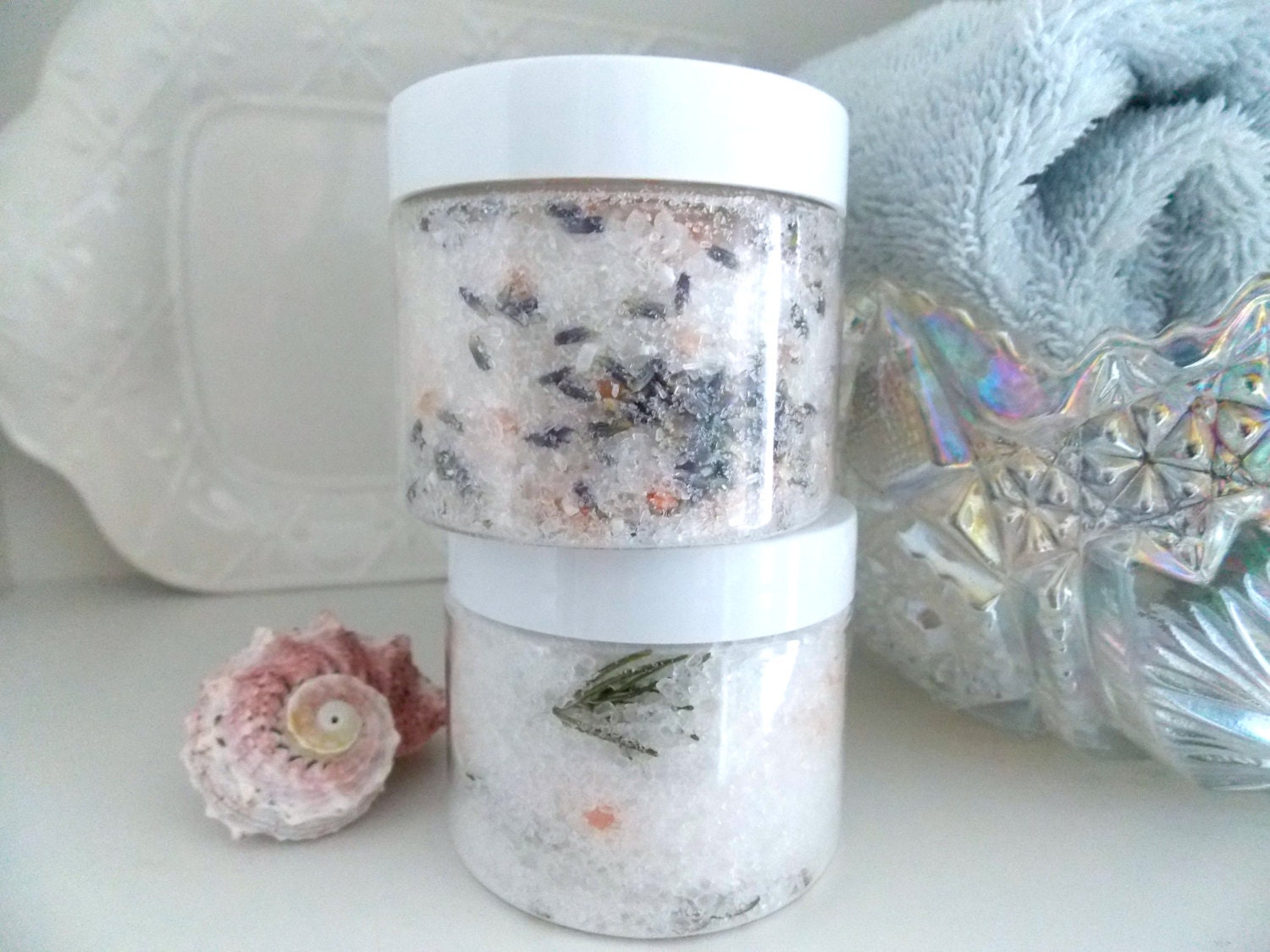 White LAVENDER or White ROSEMARY SOAK  made with pure essential oils and flowers - cherrytreelanesoap