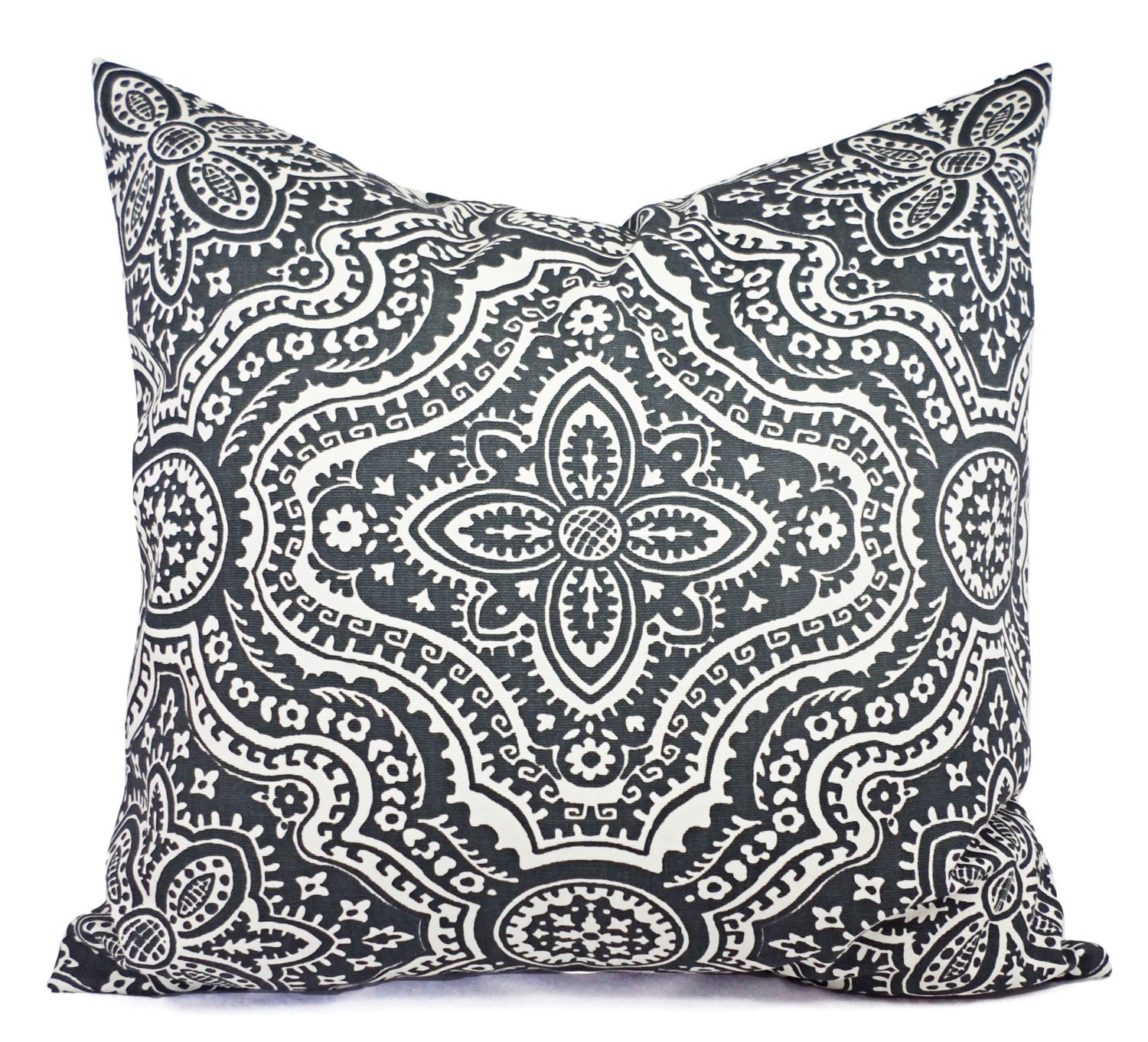 Two Grey Pillow Covers Charcoal and Beige by CastawayCoveDecor