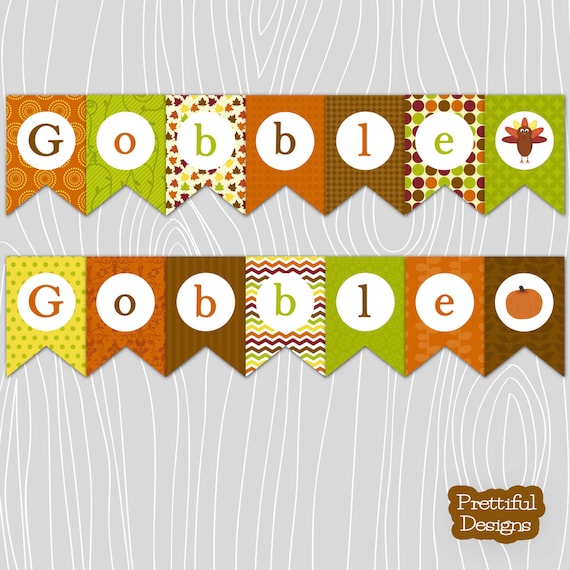 Gobble Gobble Printable Banner Sent Via Instant Download Il_570xn