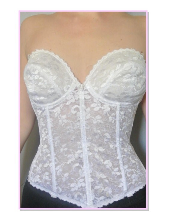 white strapless bustier