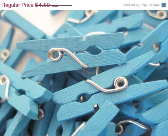 Cyber Week SALE 10% OFF BRIGHT Blue - 50 Mini Clothespins Il_570xn