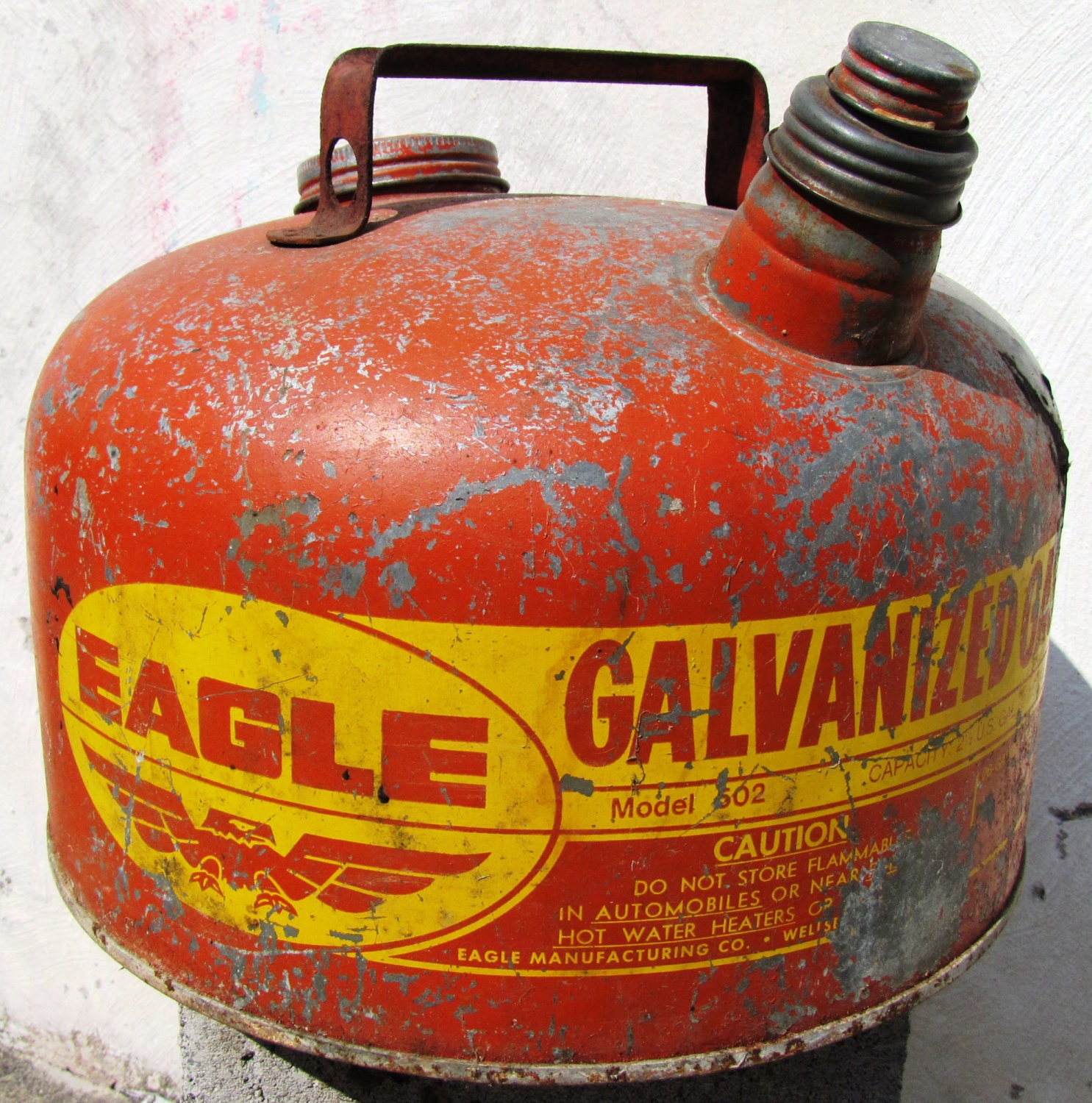 Items similar to Vintage Galvanized Eagle Gas Can 21/2 Gallon on Etsy