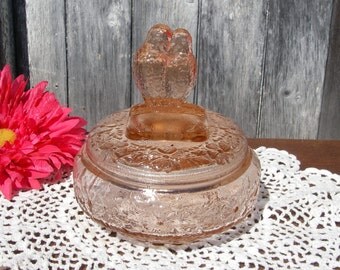 depression glass powder jar on Etsy, a global handmade and vintage
