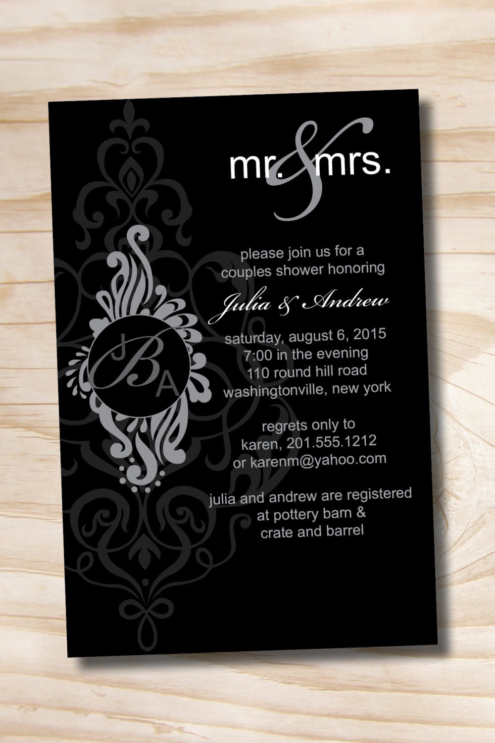 mrs & mrs Monogram Couples Shower Invitation - You Print Il_570xn