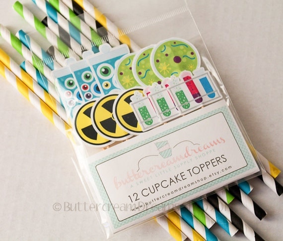 Mad Scientist Cupcake Toppers / Cupcake Picks - (12 / pack) Il_570xn